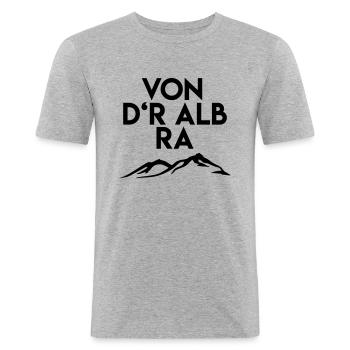 Schwaben Spruch lustig typisch schwäbische Sprüche - Männer Slim Fit T-Shirt - Grau meliert - Vorne - Nik (191cm)
