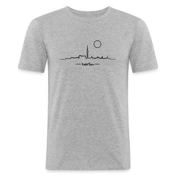 Berlin - Männer Slim Fit T-Shirt - Grau meliert - Vorne - Nik (191cm)