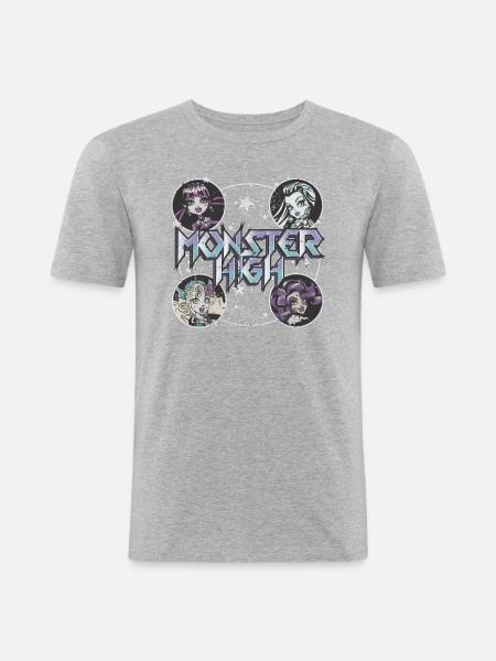 Monster High™ Draculaura, Frankie Stein & Friends - Maglietta aderente da uomo - grigio melange