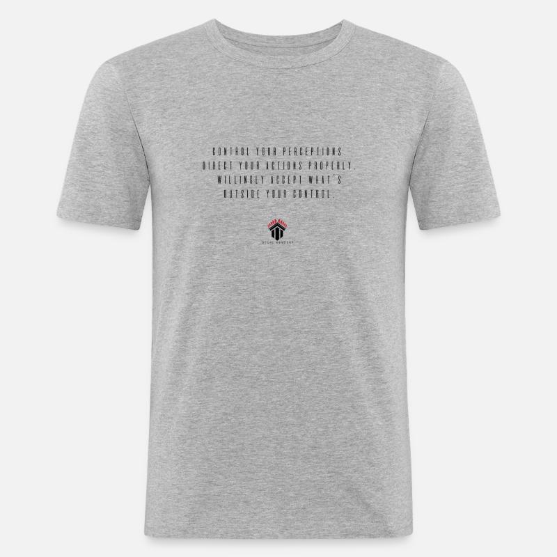 Controlling perceptions. Stoic Mindset. - Männer Slim Fit T-Shirt - Grau meliert