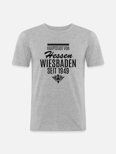 Hessen WIESBADEN - Männer Slim Fit T-Shirt - Grau meliert