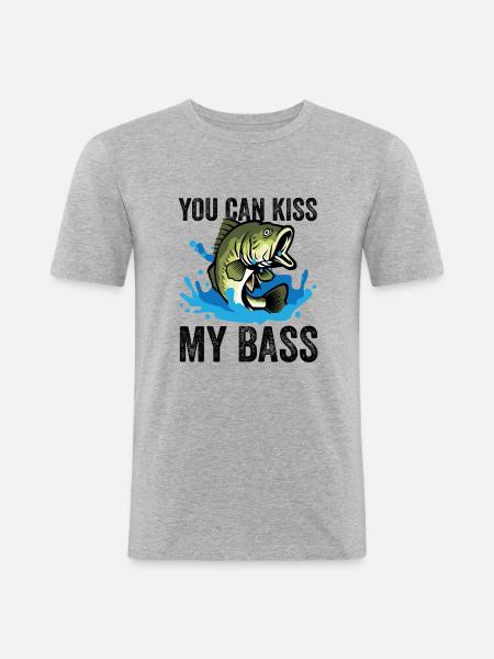 Pêche, basse pêcheur, drôle, conception - T-shirt près du corps Homme - gris chiné