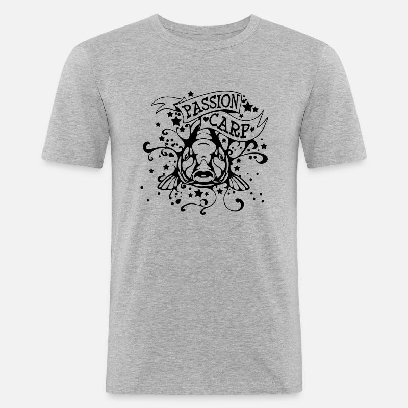 PASSION CARP - Männer Slim Fit T-Shirt - Grau meliert
