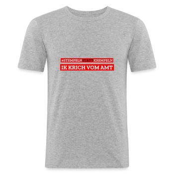 Arbeitsamt arbeitslos Hartz 4 - Männer Slim Fit T-Shirt - Grau meliert - Vorne - Nik (191cm)