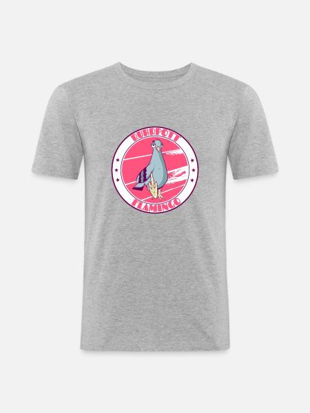 Ruhrpott flamingo middle finger - Men's Slim Fit T-Shirt - heather grey