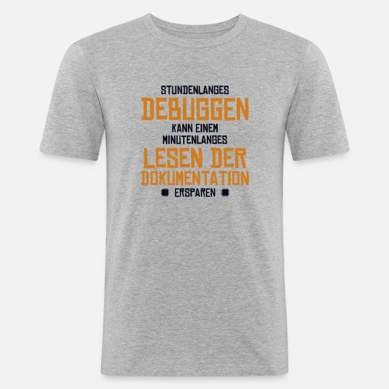 Stundenlanges Debuggen Softwareingenieur Coder - Männer Slim Fit T-Shirt - Grau meliert