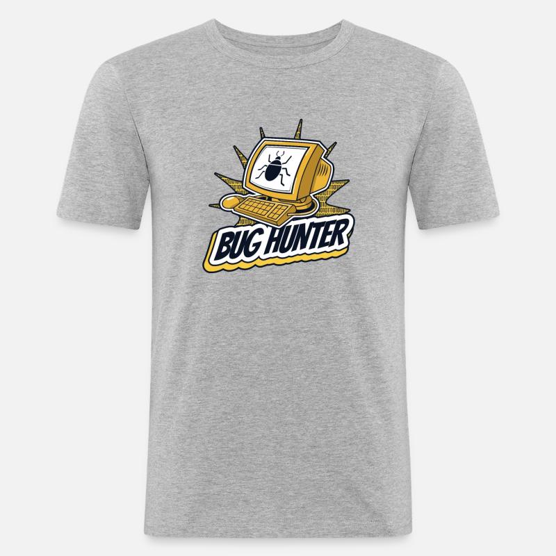 Bug Hunter Softwareingenieur Developer Coder - Männer Slim Fit T-Shirt - Grau meliert