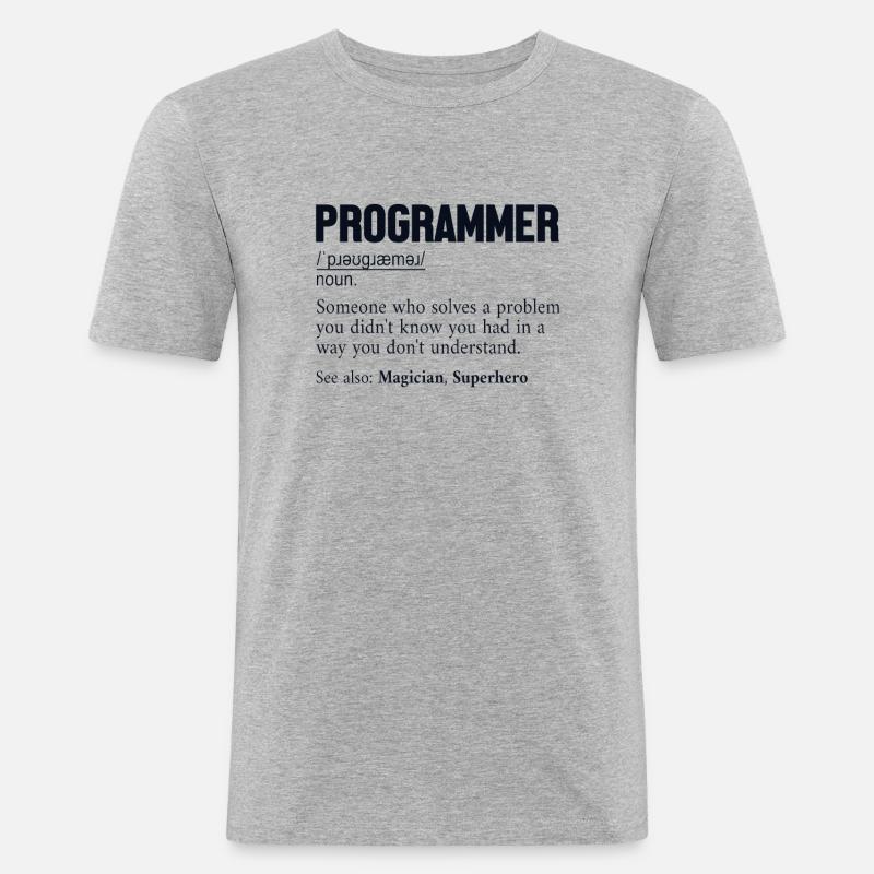 Programmer Definition Softwareentwickler Coder - Männer Slim Fit T-Shirt - Grau meliert