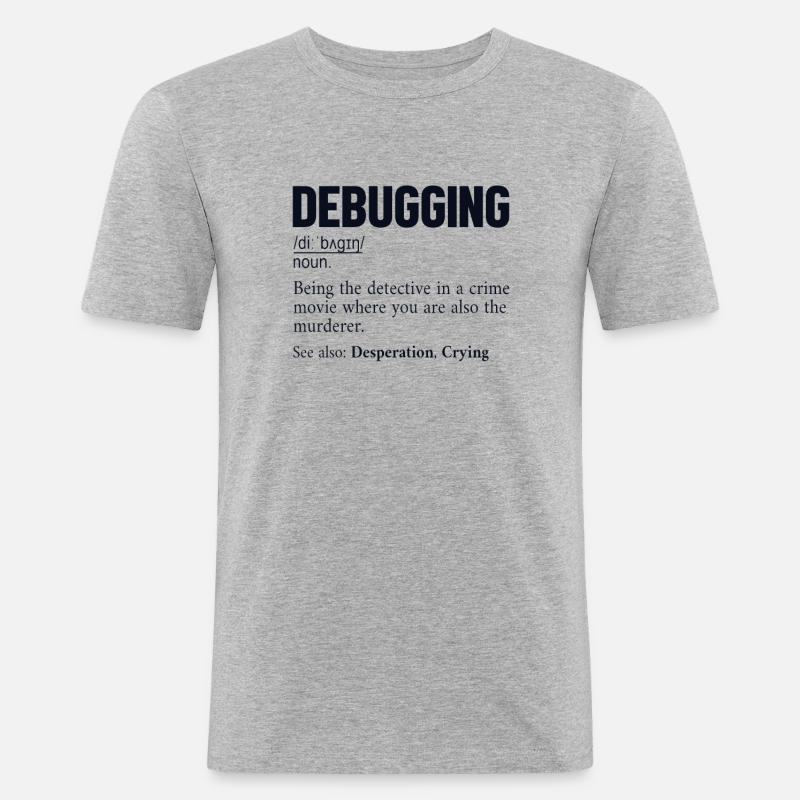Debugging Definition Developer Coder Programmierer - Männer Slim Fit T-Shirt - Grau meliert