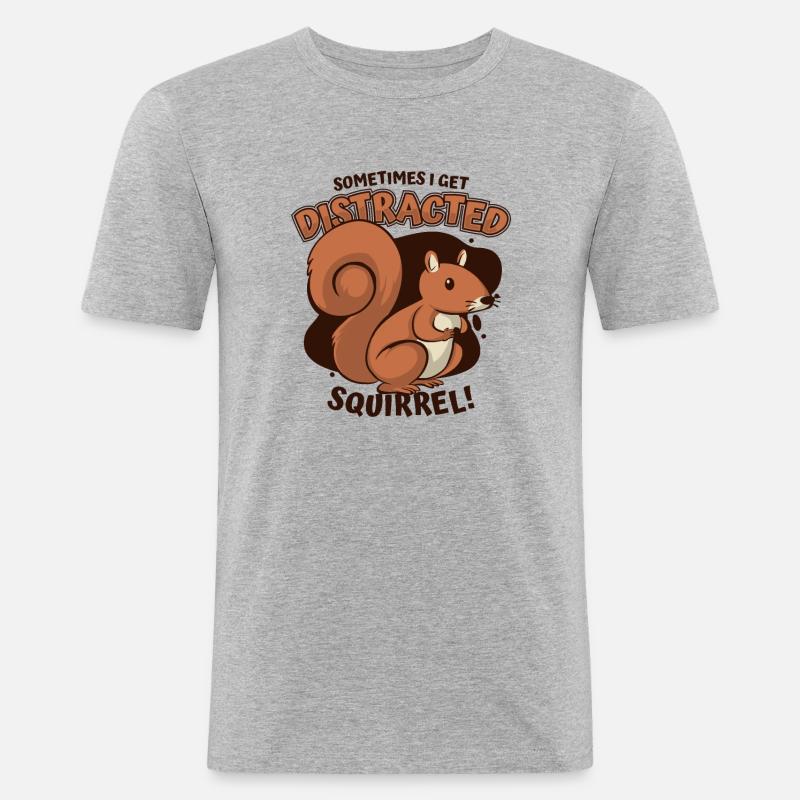 Sometimes I Get Distracted Grauhörnchen - Männer Slim Fit T-Shirt - Grau meliert