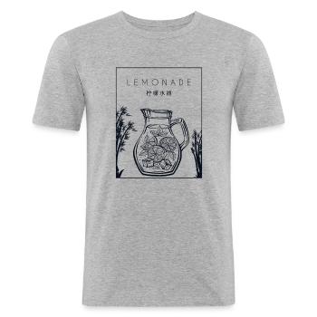 Lemonade Chinese Hanzi Limonade Limonadenboss - Männer Slim Fit T-Shirt - Grau meliert - Vorne - Nik (191cm)
