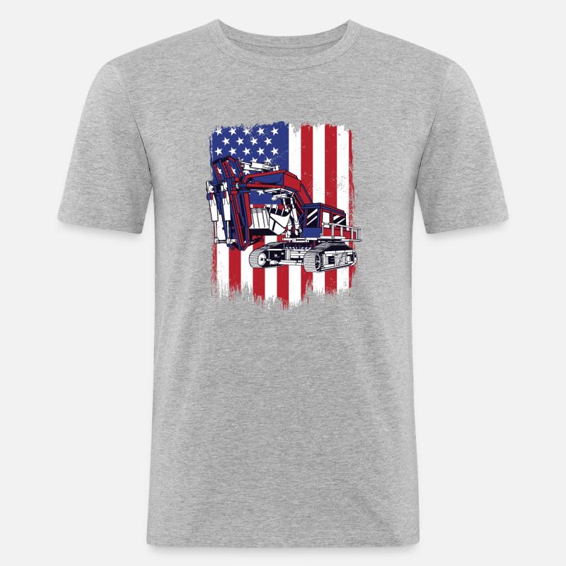 Excavator Seilbagger Raupenbagger Baggerführer - Männer Slim Fit T-Shirt - Grau meliert