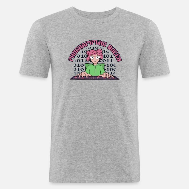 Programming Queen Softwareentwickler Developer - Männer Slim Fit T-Shirt - Grau meliert