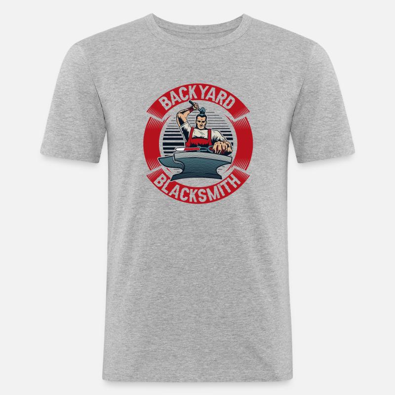Backyard Blacksmith Blacksmith Forging - Männer Slim Fit T-Shirt - Grau meliert
