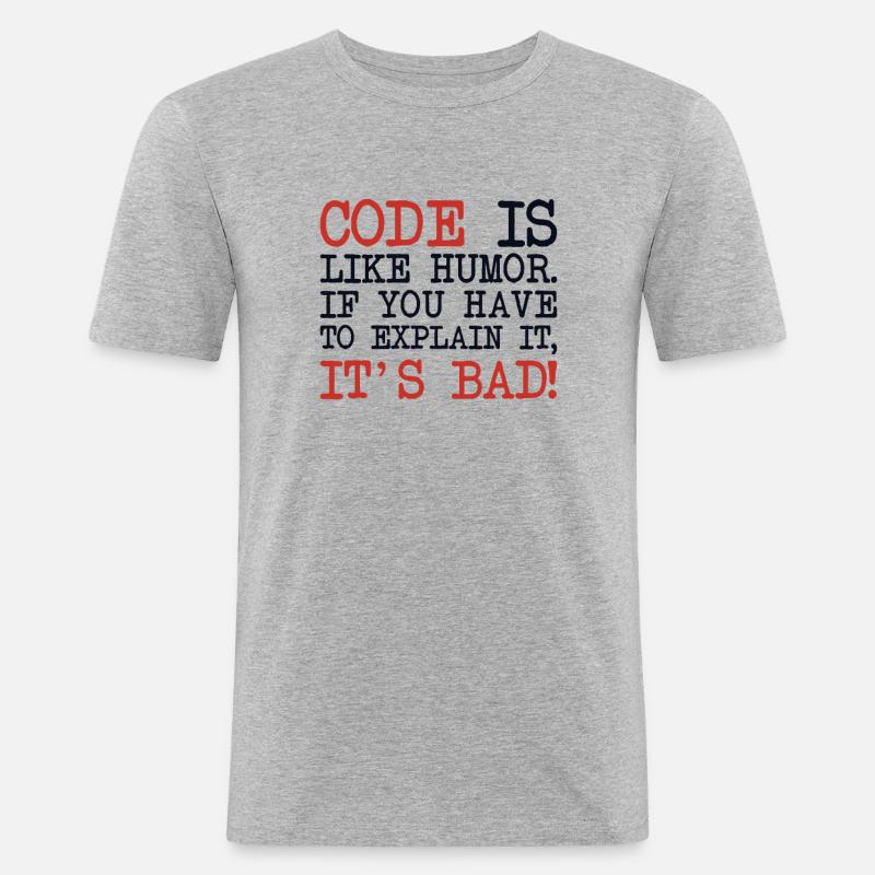 Code Explanation Developer Softwareentwickler - Männer Slim Fit T-Shirt - Grau meliert