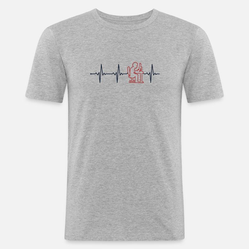 Programmer Heartbeat Softwareentwickler Coder - Männer Slim Fit T-Shirt - Grau meliert