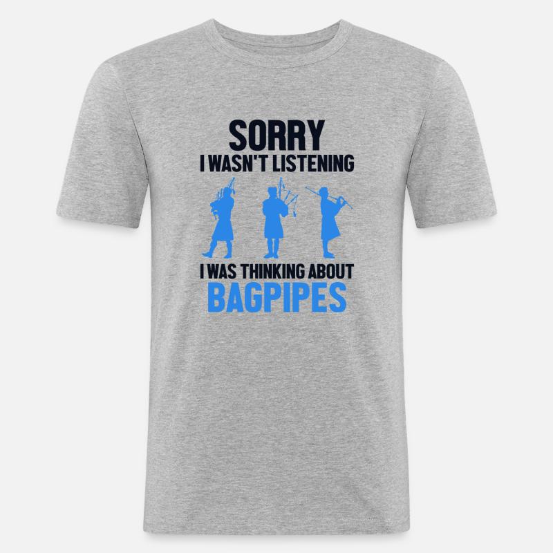 Dachte an Dudelsack Blasrohr super - Männer Slim Fit T-Shirt - Grau meliert