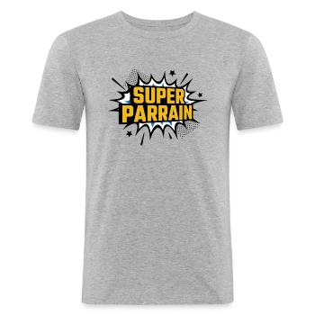 Super parrain - T-shirt près du corps Homme - gris chiné - Devant - Nik (191cm)
