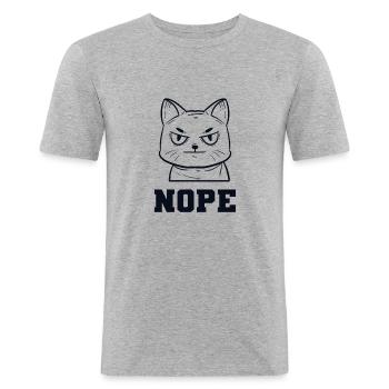 Nope Miezekatze Kätzchen Hauskatze - Männer Slim Fit T-Shirt - Grau meliert - Vorne - Nik (191cm)