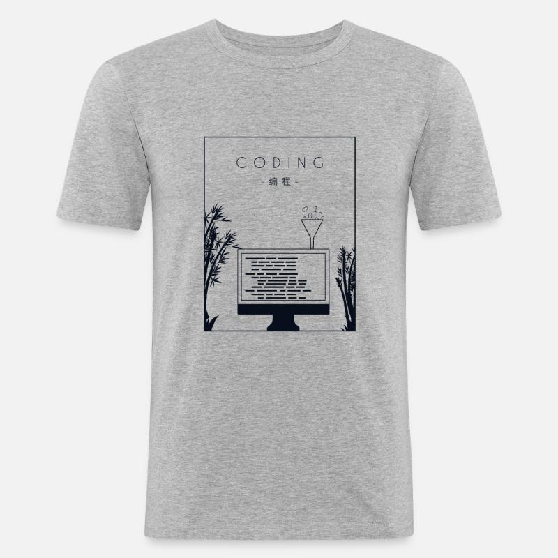 Codage chinois Hanzi Développeur Codeur - T-shirt près du corps Homme - gris chiné