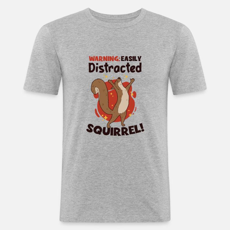 Easily Distracted Squirrel Fuchshörnchen - Männer Slim Fit T-Shirt - Grau meliert