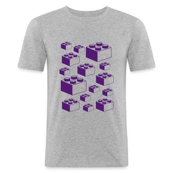 Bricklover Bausteine-Liebhaber - Männer Slim Fit T-Shirt - Grau meliert - Vorne - Nik (191cm)