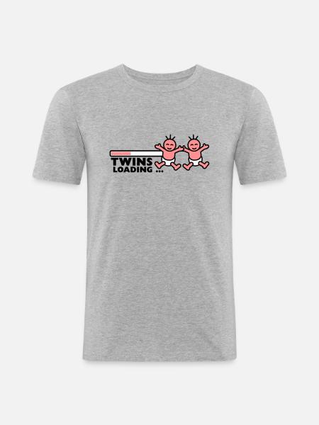 Twins Loading - Männer Slim Fit T-Shirt - Grau meliert