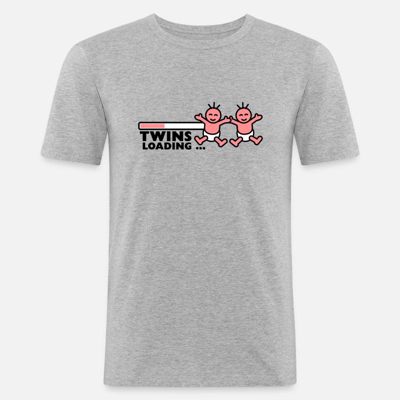 Twins Loading - Männer Slim Fit T-Shirt - Grau meliert