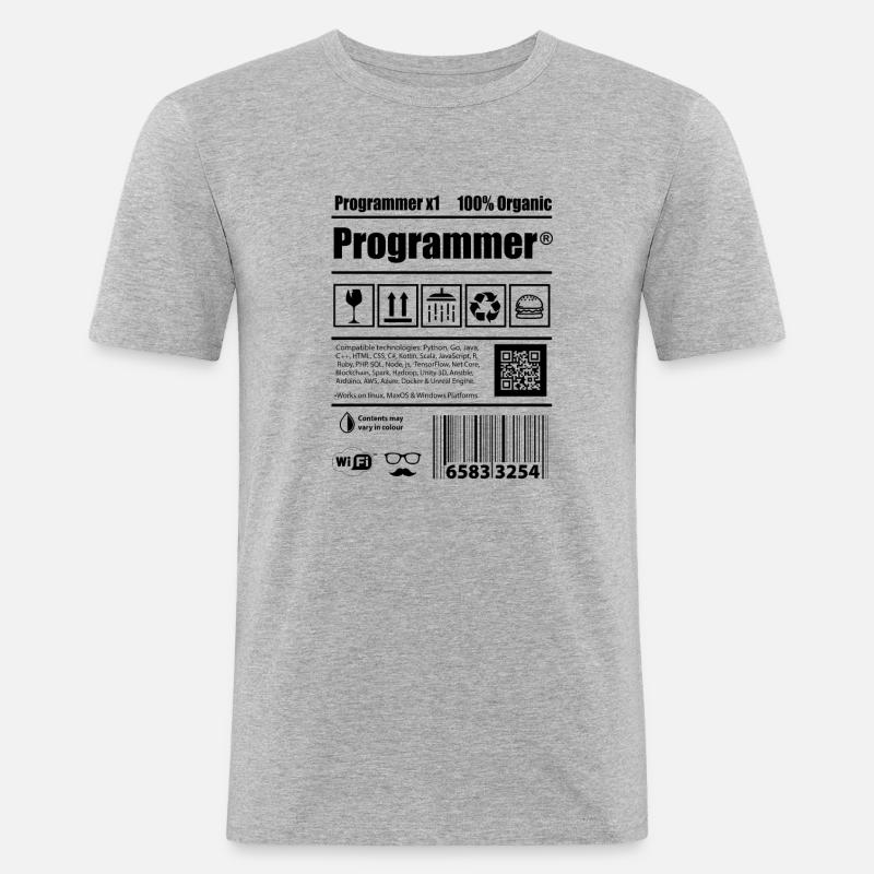 Coder Programmierer Koffein Entwickler Geschenk - Männer Slim Fit T-Shirt - Grau meliert