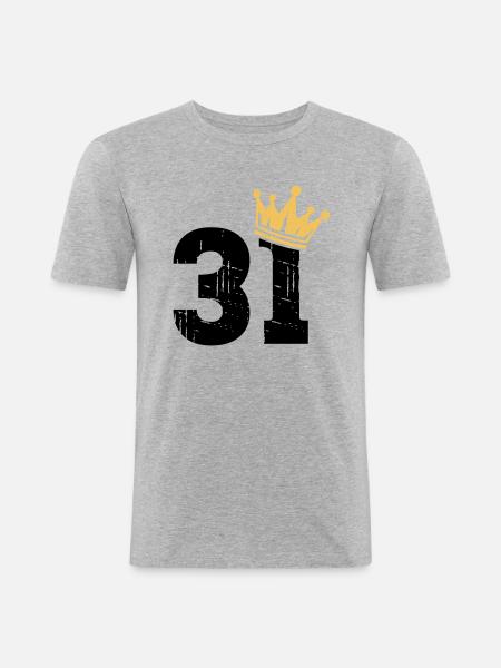 31 Crown 31 års fødselsdag 31 år gammel - Herre Slim Fit T-Shirt - grå meleret