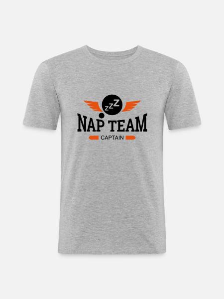 NAP TEAM Captain - Männer Slim Fit T-Shirt - Grau meliert