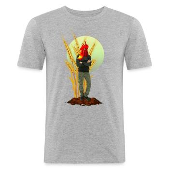 Chicken Man Rooster Comb Hybrid - Men's Slim Fit T-Shirt - heather grey - Front - Nik (191cm)