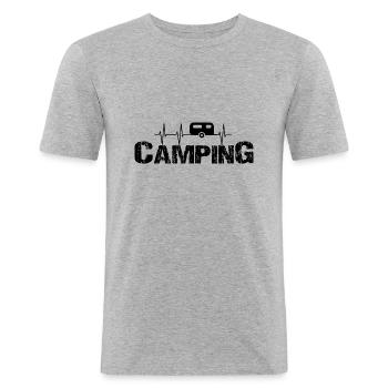 camping - Men's Slim Fit T-Shirt - heather grey - Front - Nik (191cm)