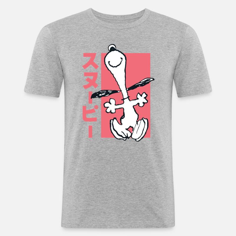 Peanuts Design con Snoopy in esecuzione divertente - Maglietta aderente da uomo - grigio melange