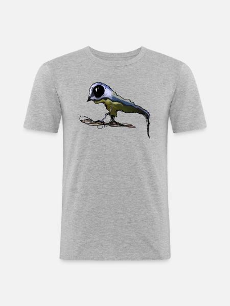 Blaumeise Zombie - Männer Slim Fit T-Shirt - Grau meliert