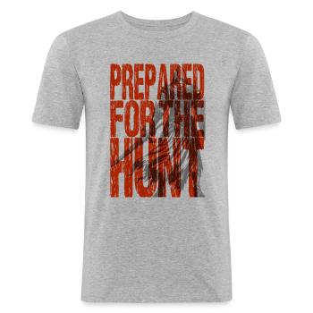 Hunters Gaming Shirt - Männer Slim Fit T-Shirt - Grau meliert - Vorne - Nik (191cm)