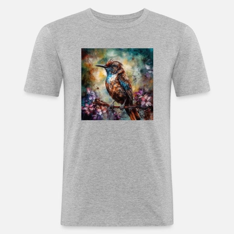 Vogel - Männer Slim Fit T-Shirt - Grau meliert