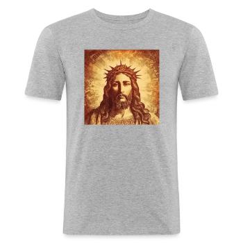 Jésus - T-shirt près du corps Homme - gris chiné - Devant - Nik (191cm)