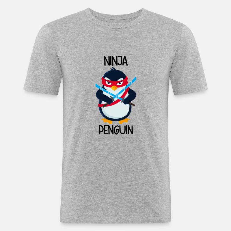 Pinguino Ninja - Maglietta aderente da uomo - grigio melange