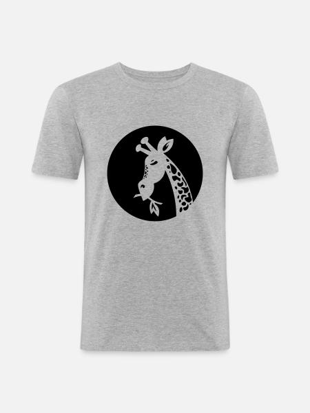 Girafe - girafe - safari - T-shirt près du corps Homme - gris chiné