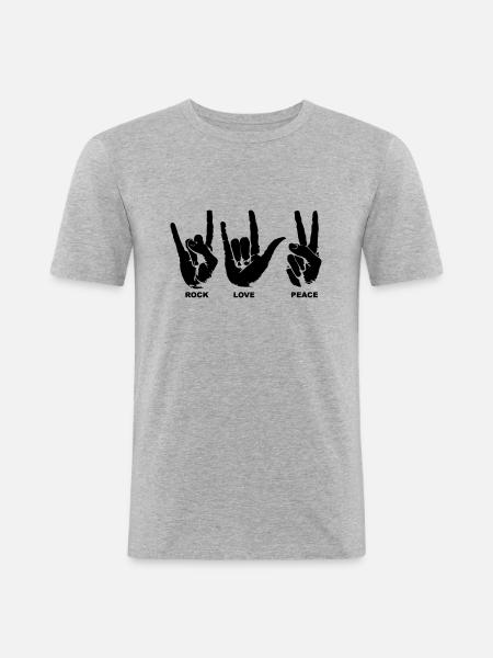 Rock Love Peace - Men's Slim Fit T-Shirt - heather grey