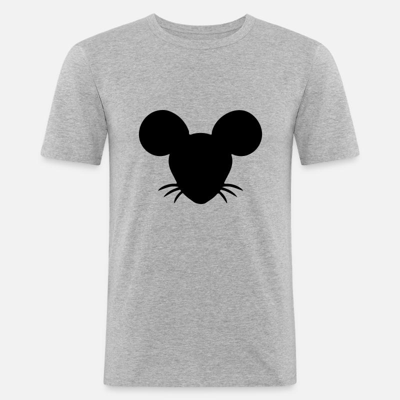 Mäuschen Maus Mäusekopf - Männer Slim Fit T-Shirt - Grau meliert