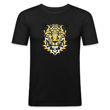 Abstract Geometric Leopard - Color Design - Men's Slim Fit T-Shirt - black - Front - Nik (191cm)