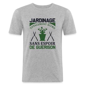 Accro Au Jardinage Sans Espoir De Guérison - T-shirt près du corps Homme - gris chiné - Devant - Nik (191cm)
