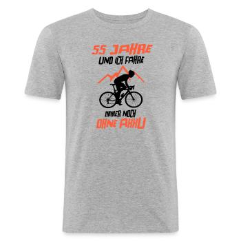 55. Geburtstag Radfahrer Fahrrad Geschenkidee - Männer Slim Fit T-Shirt - Grau meliert - Vorne - Nik (191cm)