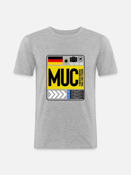Flughafen München - Männer Slim Fit T-Shirt - Grau meliert