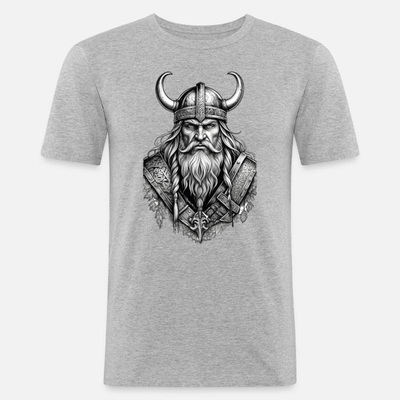Wikinger Design - Männer Slim Fit T-Shirt - Grau meliert