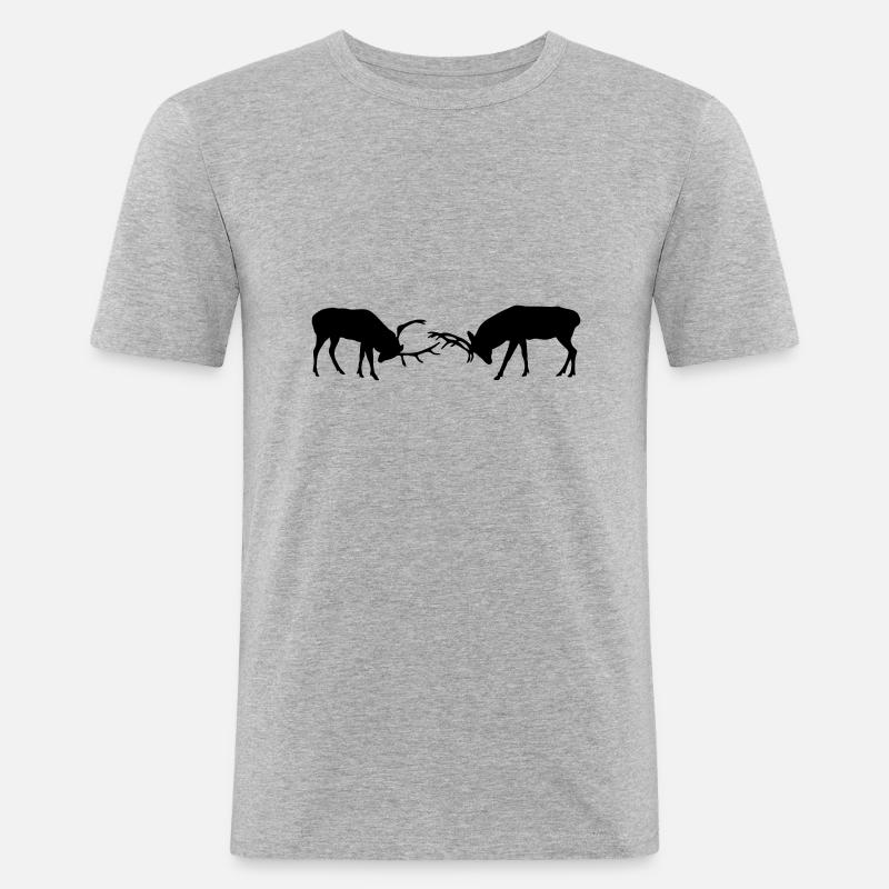 hirsch - geweih - jagd - jäger - Männer Slim Fit T-Shirt - Grau meliert
