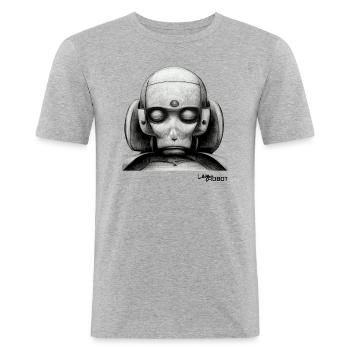 Scetch d’un robot de rêve masculin triste - T-shirt près du corps Homme - gris chiné - Devant - Nik (191cm)