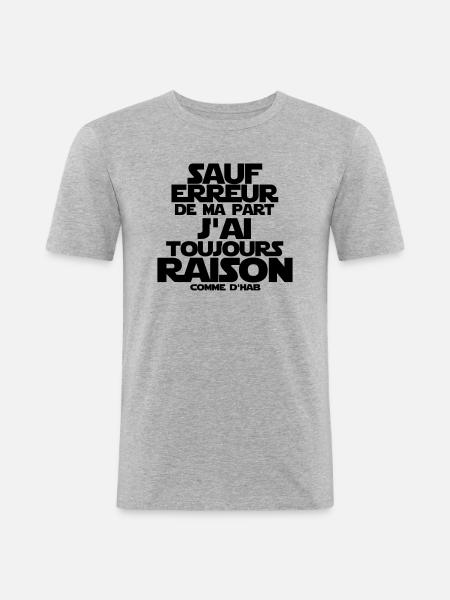 sauf erreur de ma part - T-shirt près du corps Homme - gris chiné